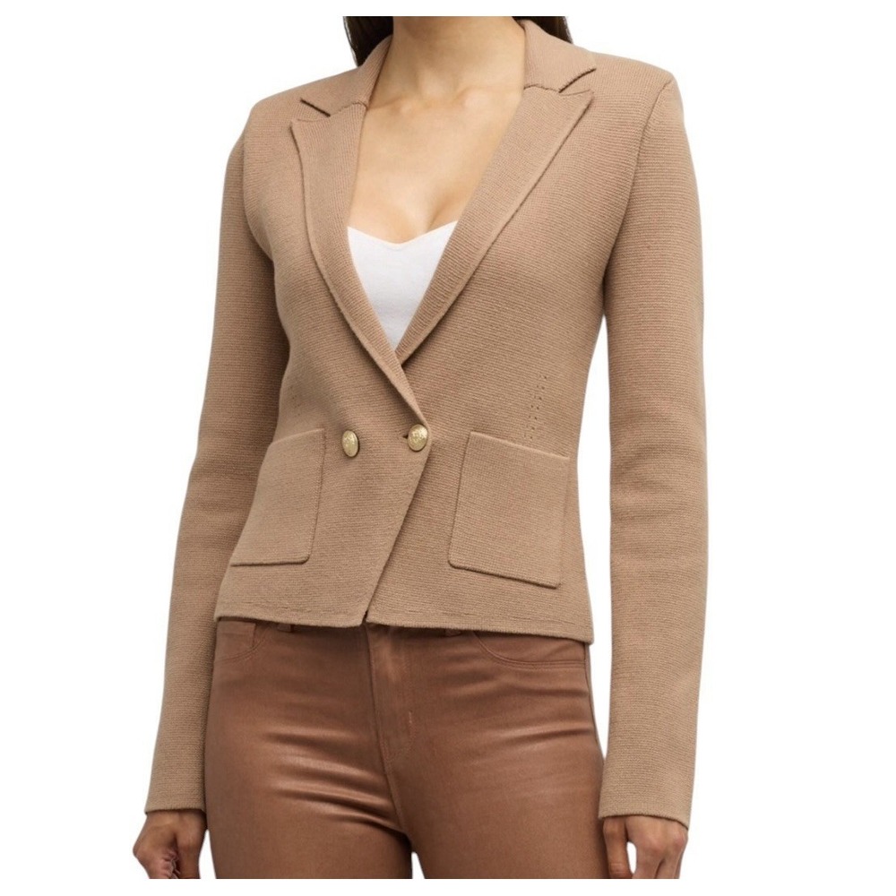 L'AGENCE Sofia Knit Blazer Women's Small Brown‎ Ginger Snap Retail $399 NWOT
